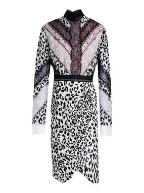 Giambattista Valli Silk blend Lace Panel Dress with Pink Accents